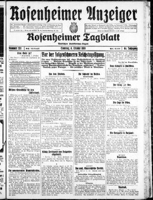 Rosenheimer Anzeiger Sonntag 6. Oktober 1918