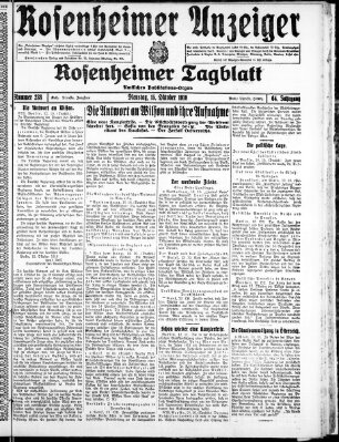 Rosenheimer Anzeiger Dienstag 15. Oktober 1918