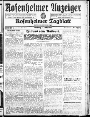 Rosenheimer Anzeiger Donnerstag 17. Oktober 1918