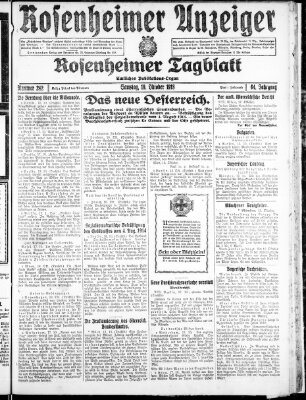 Rosenheimer Anzeiger Samstag 19. Oktober 1918