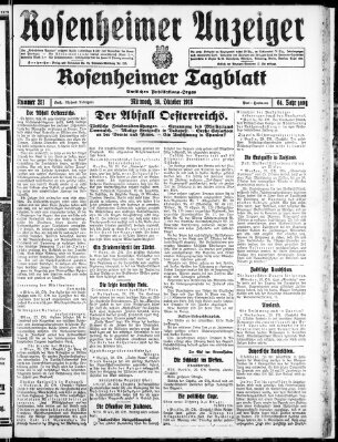 Rosenheimer Anzeiger Mittwoch 30. Oktober 1918