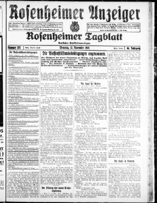 Rosenheimer Anzeiger Dienstag 12. November 1918