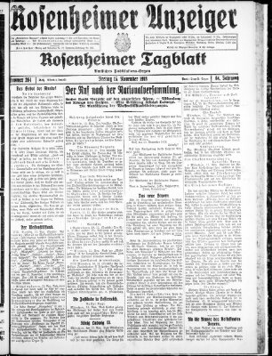 Rosenheimer Anzeiger Freitag 15. November 1918