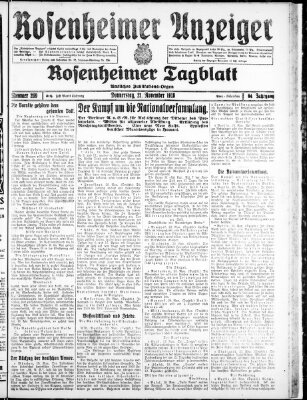 Rosenheimer Anzeiger Donnerstag 21. November 1918