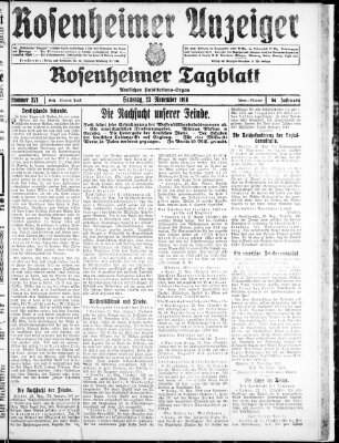 Rosenheimer Anzeiger Samstag 23. November 1918