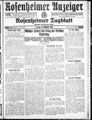 Rosenheimer Anzeiger Freitag 29. November 1918