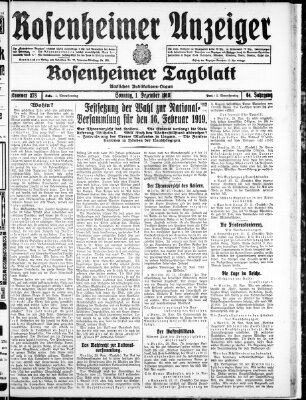 Rosenheimer Anzeiger Sonntag 1. Dezember 1918