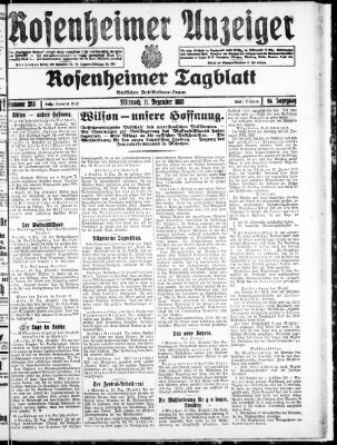 Rosenheimer Anzeiger Mittwoch 11. Dezember 1918