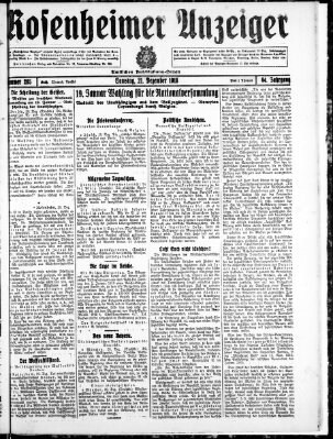 Rosenheimer Anzeiger Samstag 21. Dezember 1918