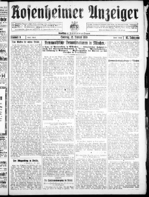 Rosenheimer Anzeiger Sonntag 12. Januar 1919