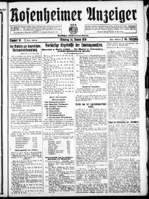 Rosenheimer Anzeiger Dienstag 14. Januar 1919