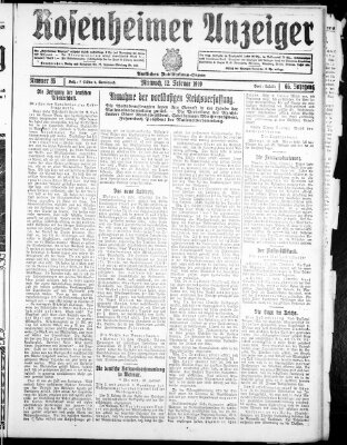 Rosenheimer Anzeiger Mittwoch 12. Februar 1919