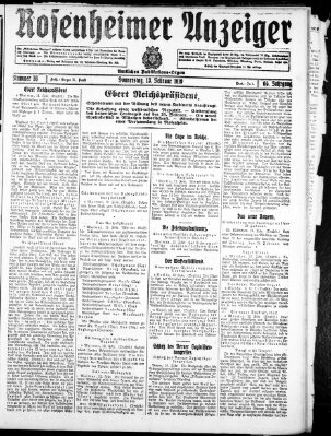 Rosenheimer Anzeiger Donnerstag 13. Februar 1919