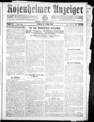 Rosenheimer Anzeiger Dienstag 18. Februar 1919