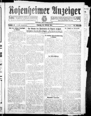 Rosenheimer Anzeiger Sonntag 23. Februar 1919