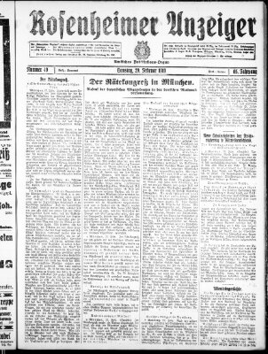 Rosenheimer Anzeiger Samstag 1. März 1919