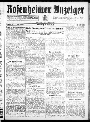 Rosenheimer Anzeiger Donnerstag 20. März 1919