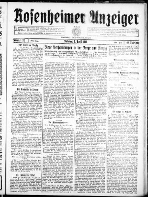 Rosenheimer Anzeiger Dienstag 1. April 1919