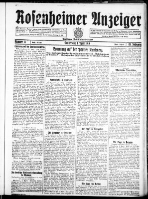 Rosenheimer Anzeiger Donnerstag 3. April 1919