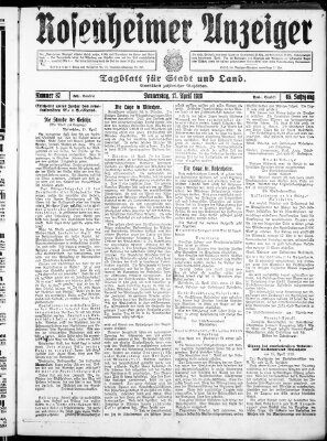 Rosenheimer Anzeiger Donnerstag 17. April 1919