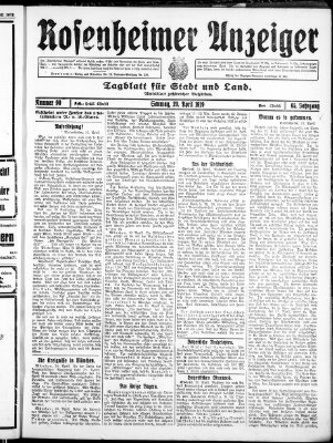 Rosenheimer Anzeiger Sonntag 20. April 1919