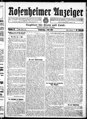 Rosenheimer Anzeiger Donnerstag 1. Mai 1919