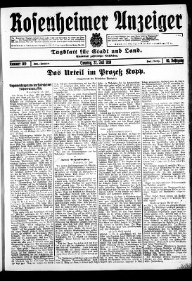 Rosenheimer Anzeiger Sonntag 27. Juli 1919