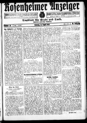 Rosenheimer Anzeiger Sonntag 10. August 1919