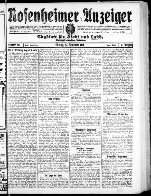 Rosenheimer Anzeiger Dienstag 23. September 1919