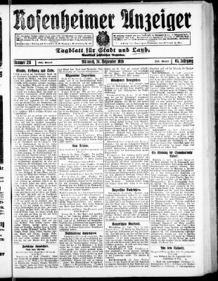 Rosenheimer Anzeiger Mittwoch 24. September 1919