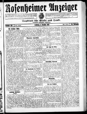 Rosenheimer Anzeiger Sonntag 5. Oktober 1919