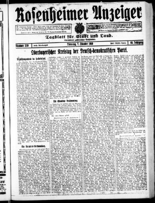 Rosenheimer Anzeiger Dienstag 7. Oktober 1919