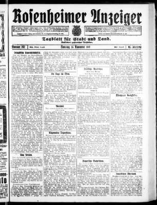 Rosenheimer Anzeiger Samstag 15. November 1919