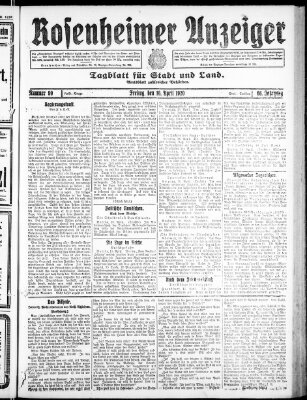 Rosenheimer Anzeiger Freitag 16. April 1920