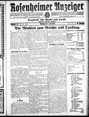 Rosenheimer Anzeiger Montag 7. Juni 1920