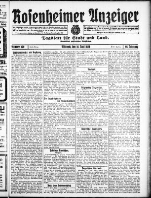 Rosenheimer Anzeiger Mittwoch 16. Juni 1920