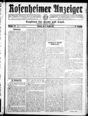 Rosenheimer Anzeiger Montag 2. August 1920