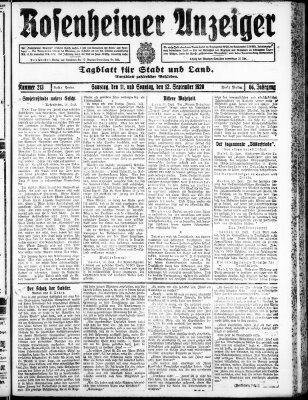 Rosenheimer Anzeiger Samstag 11. September 1920