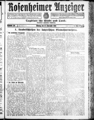 Rosenheimer Anzeiger Montag 27. September 1920