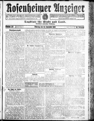 Rosenheimer Anzeiger Dienstag 28. September 1920