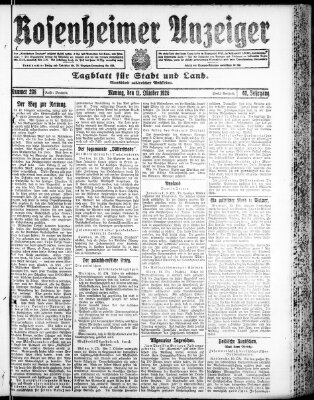 Rosenheimer Anzeiger Montag 11. Oktober 1920