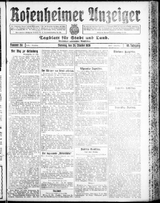 Rosenheimer Anzeiger Dienstag 26. Oktober 1920