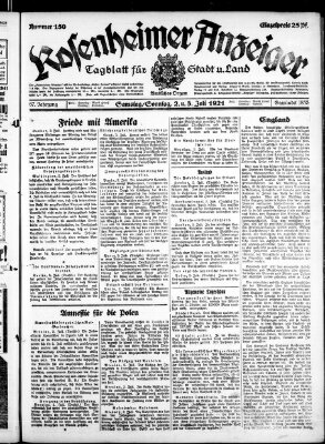 Rosenheimer Anzeiger Samstag 2. Juli 1921