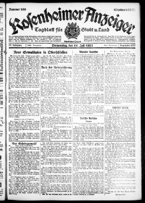 Rosenheimer Anzeiger Donnerstag 14. Juli 1921