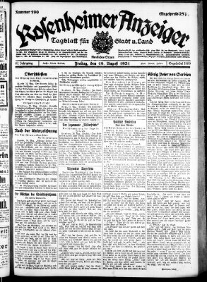 Rosenheimer Anzeiger Freitag 19. August 1921