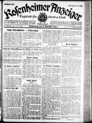 Rosenheimer Anzeiger Donnerstag 3. November 1921