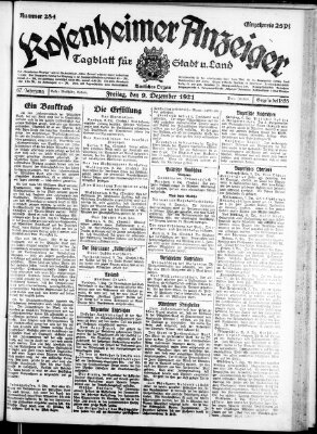 Rosenheimer Anzeiger Freitag 9. Dezember 1921