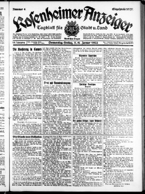 Rosenheimer Anzeiger Donnerstag 5. Januar 1922