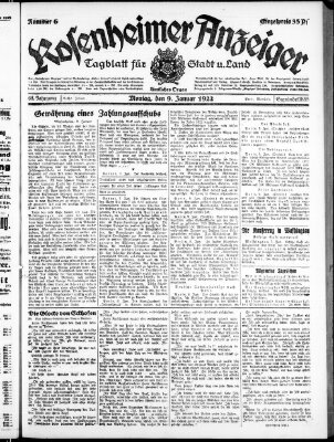 Rosenheimer Anzeiger Montag 9. Januar 1922