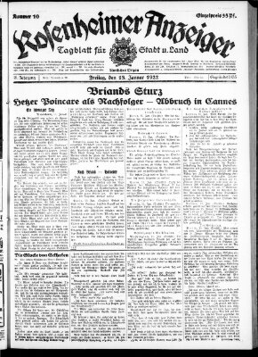 Rosenheimer Anzeiger Freitag 13. Januar 1922